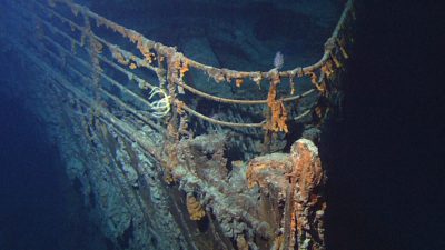 Ett rostigt vrak efter Titanic