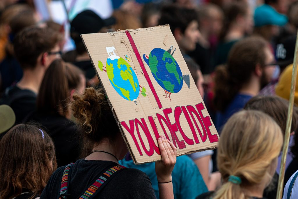 Protester för klimatet.